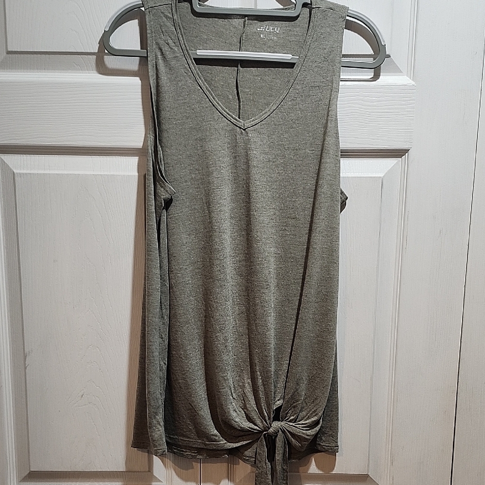 Sleeveless Olive Top with Tie Detail